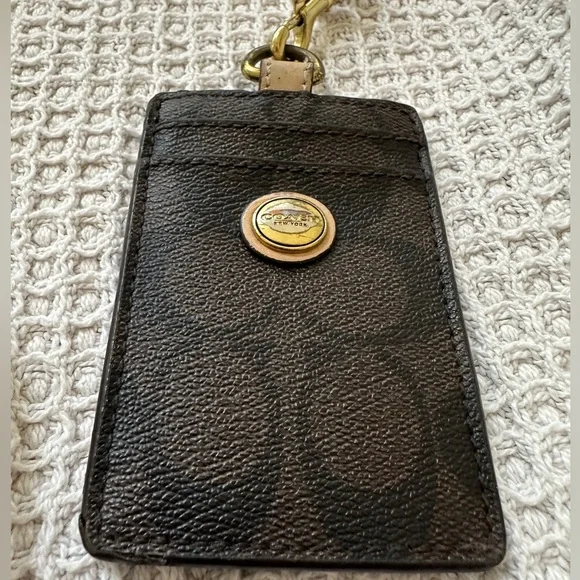 Coach Brown Leather Lanyard/ID Holder - Picture 2 of 5